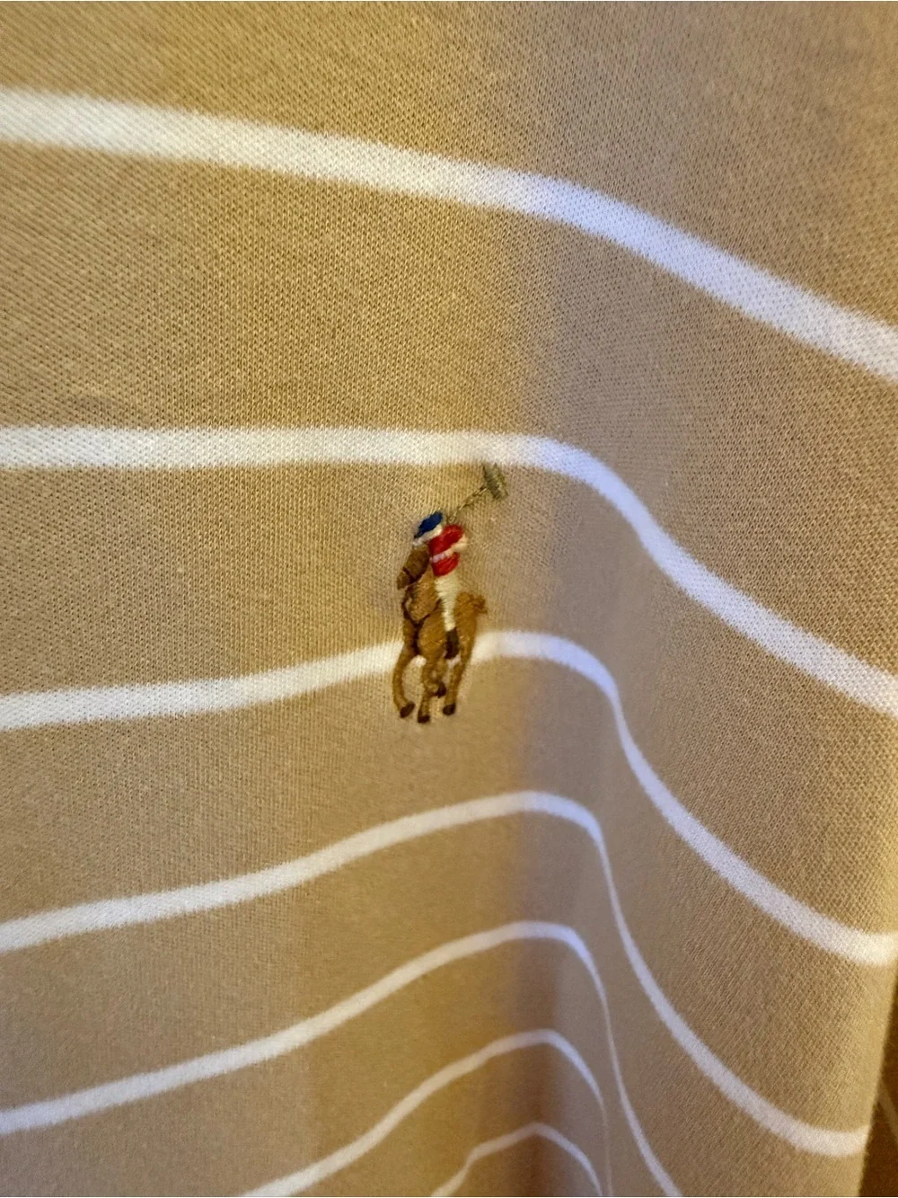 Polo by Ralph Lauren Khaki & White Striped Polo Shirt